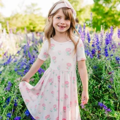 New Kyte Baby Twirl Dress in Sakura Peony