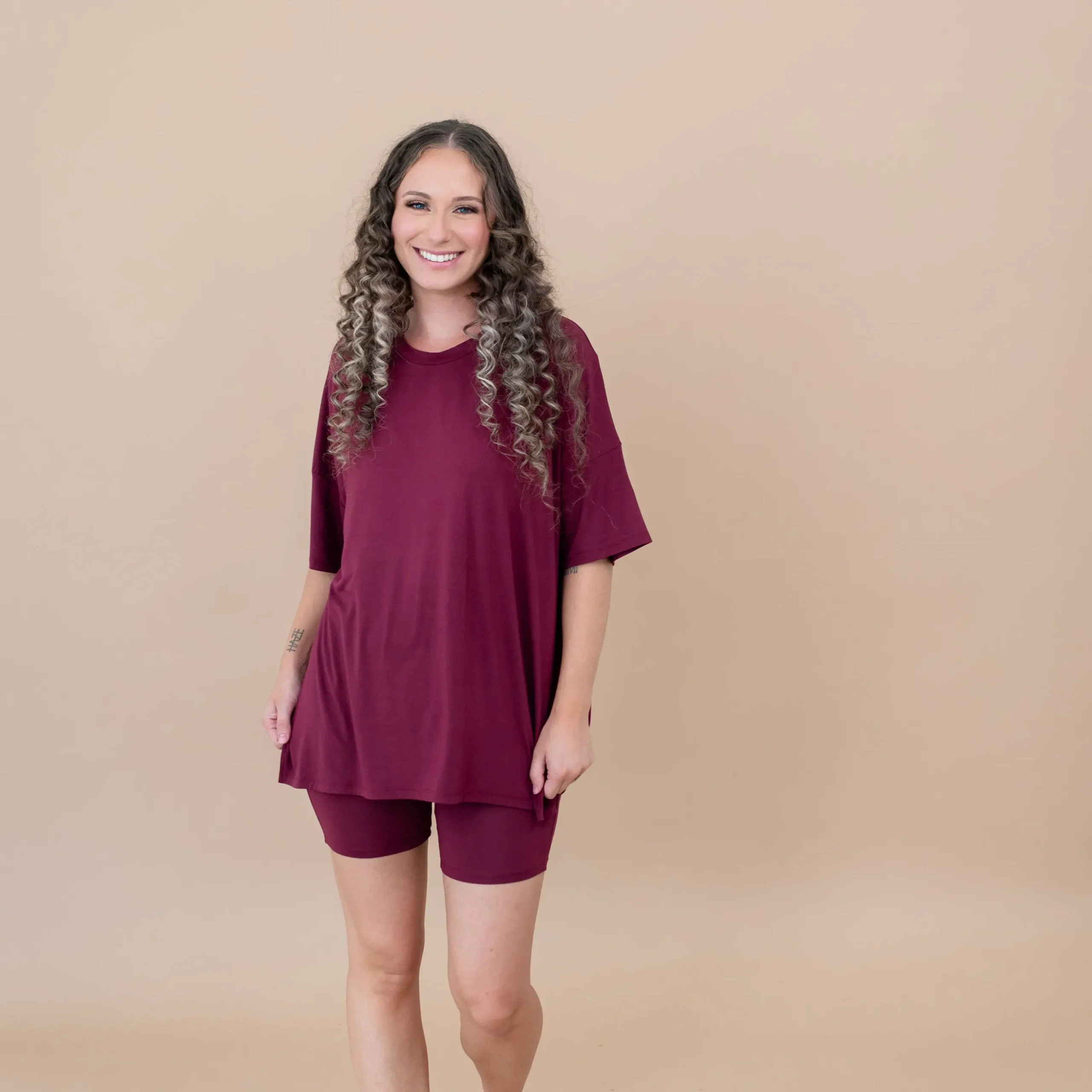 Clearance Kyte Baby Women’s Biker Short Set in Burgundy