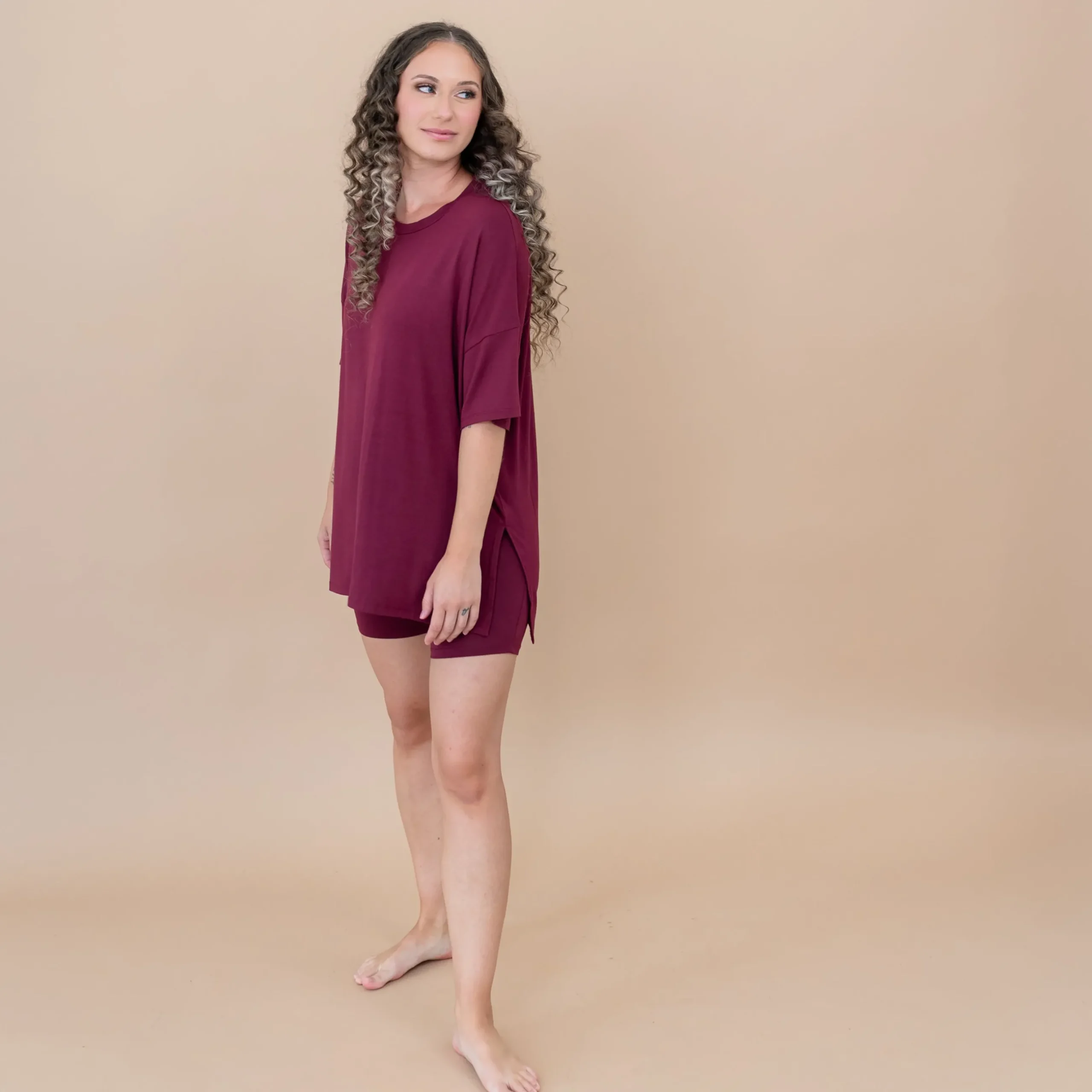 Clearance Kyte Baby Women’s Biker Short Set in Burgundy