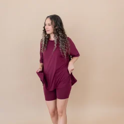 Clearance Kyte Baby Women’s Biker Short Set in Burgundy