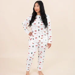 Clearance Kyte Baby Women's Jogger Pajama Set in Santa Sleigh