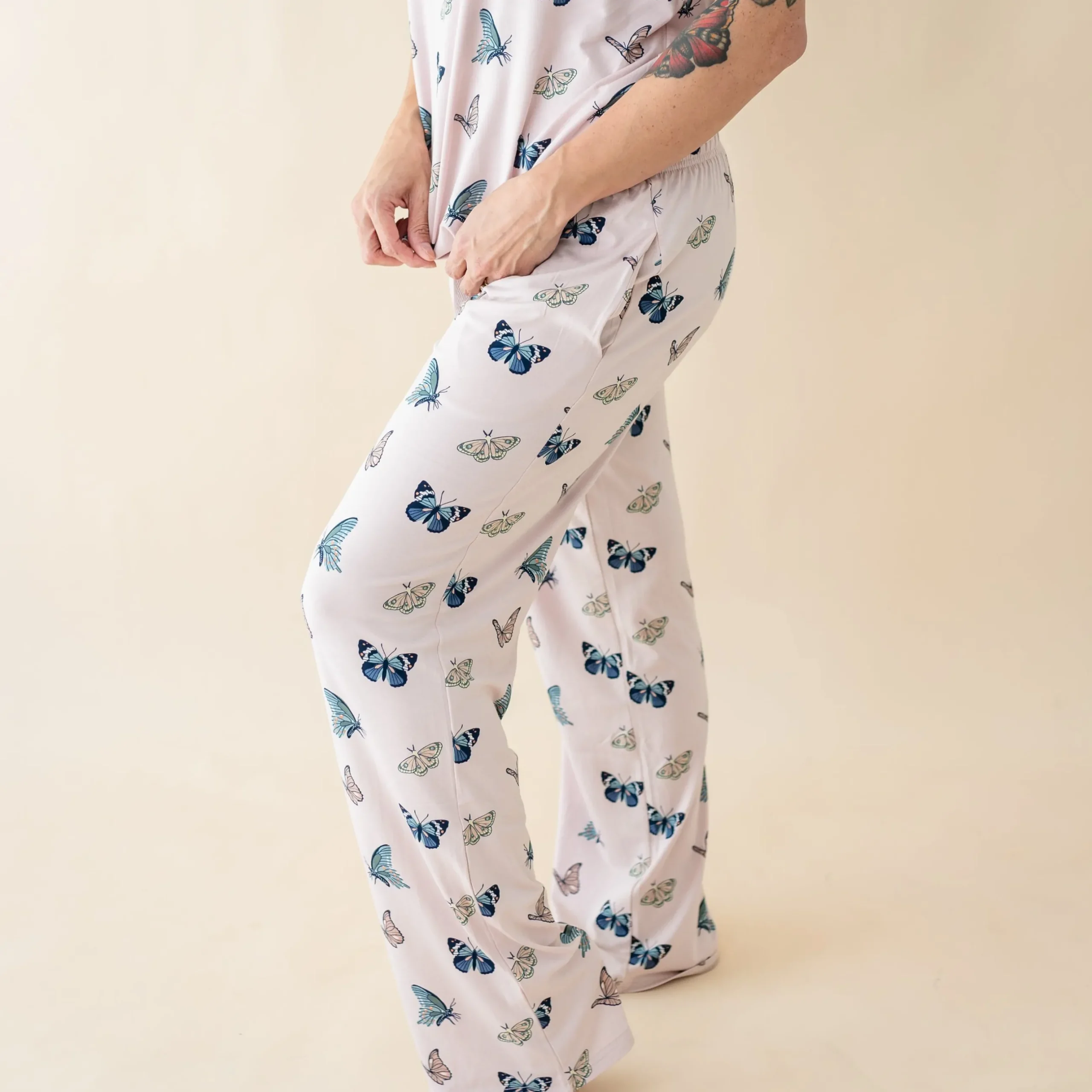 Kyte Baby Women's Lounge Pants in Blush Butterfly