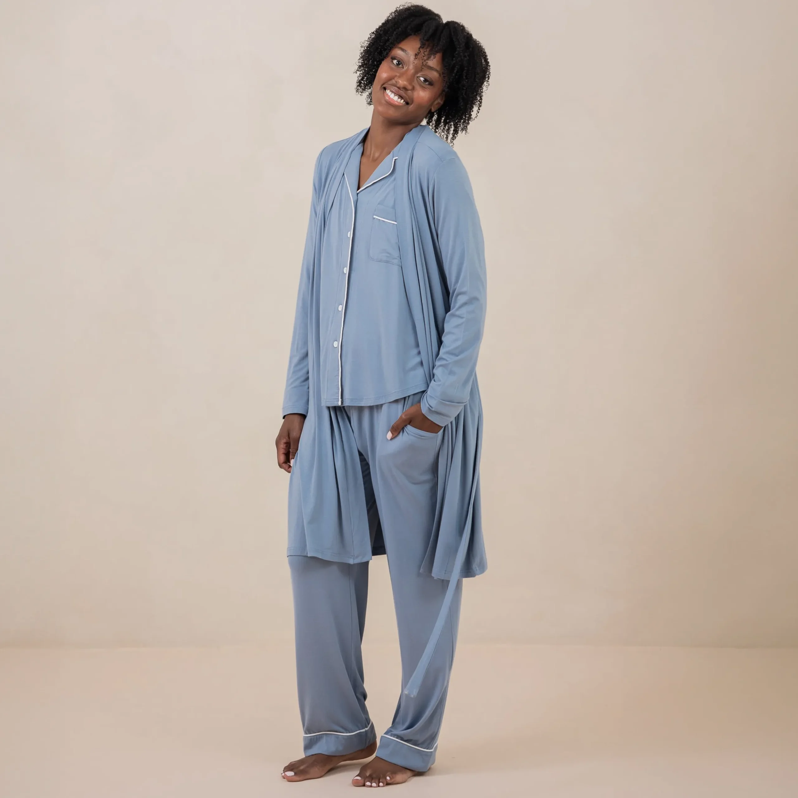 New Kyte Baby Women's Lounge Robe in Slate