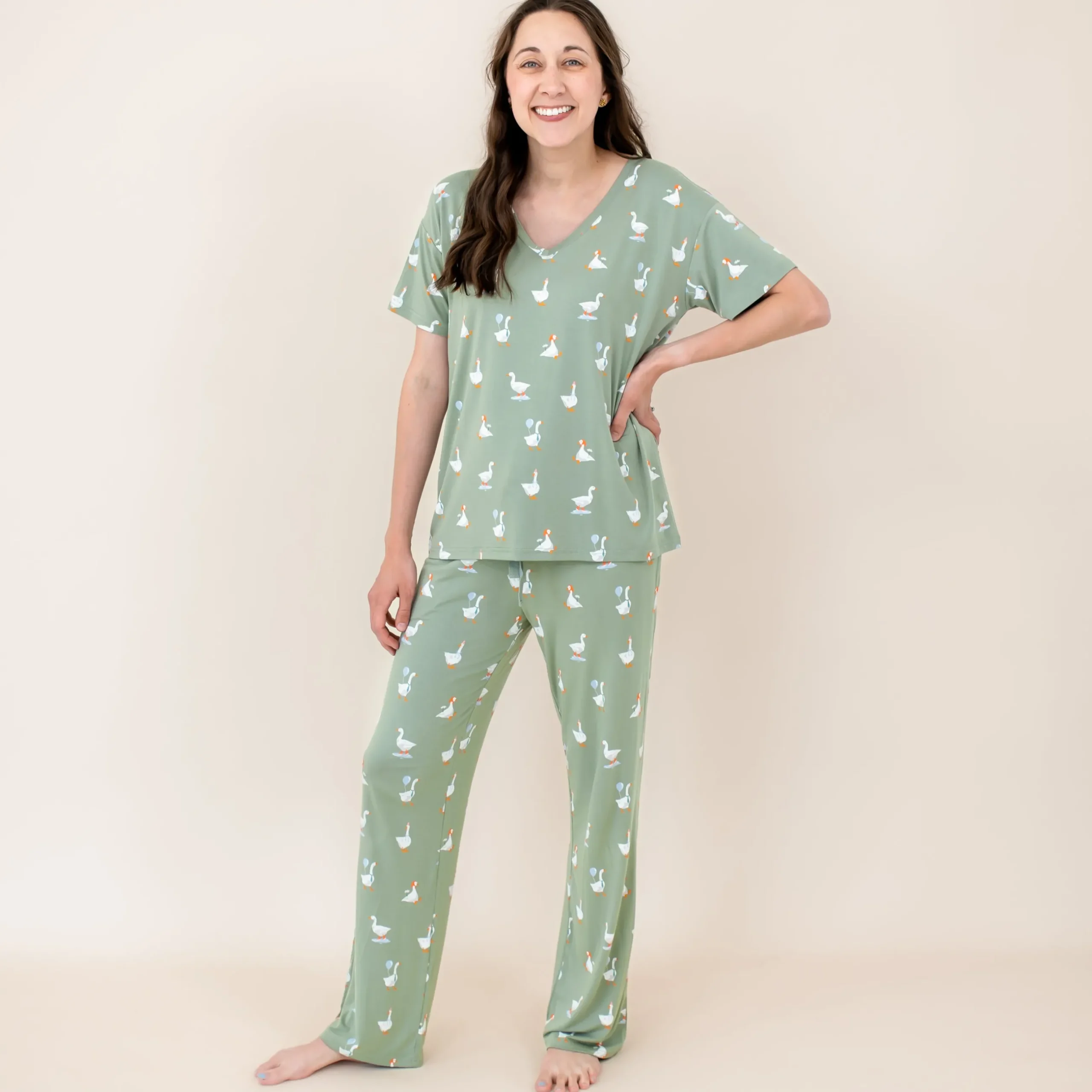 Online Kyte Baby Women's Relaxed Fit V-Neck in Silly Goose