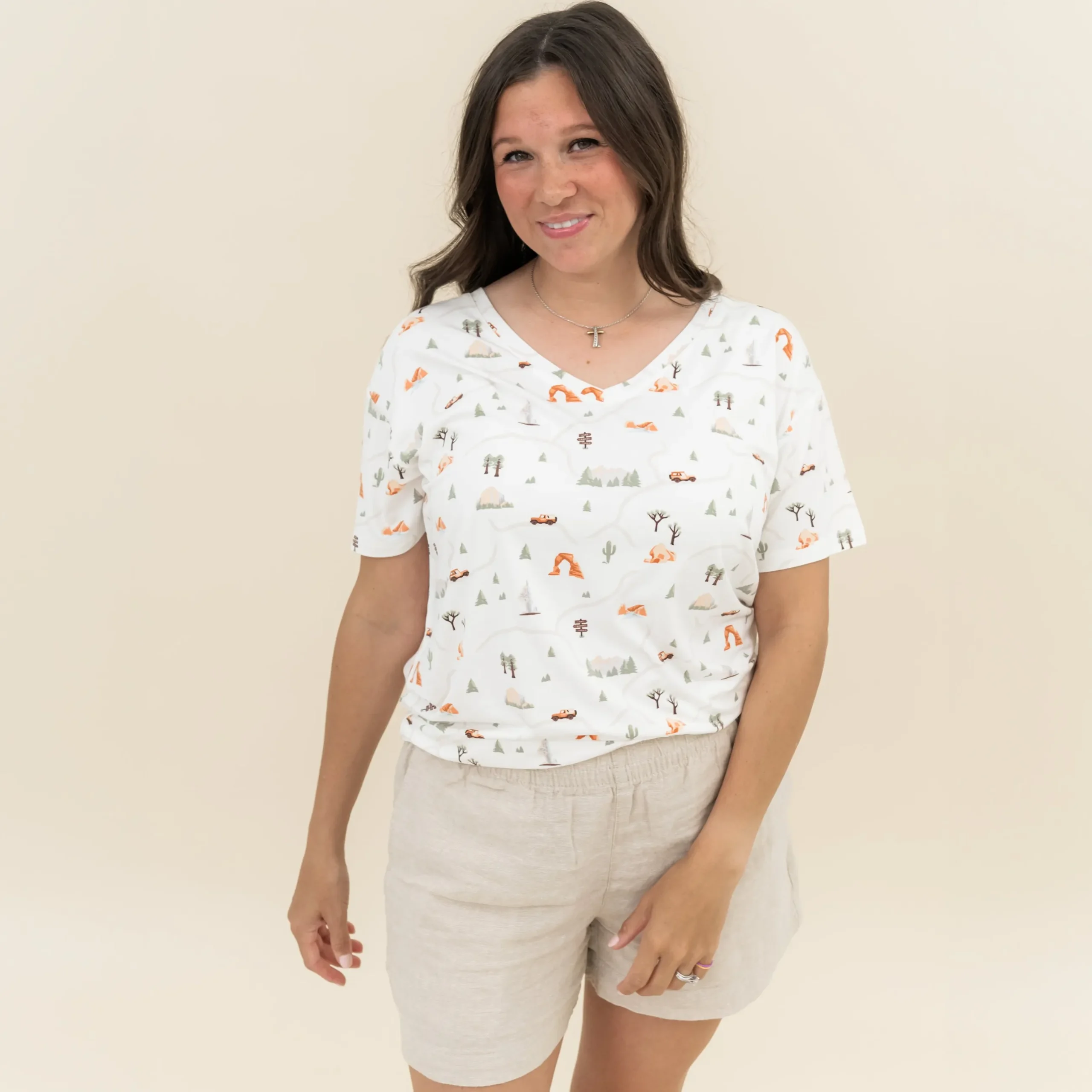 Clearance Kyte Baby Women's Relaxed Fit V-Neck in Road Trip