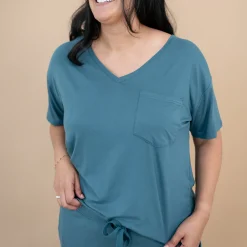 Best Kyte Baby Women’s Relaxed Fit V-Neck in Atlantic