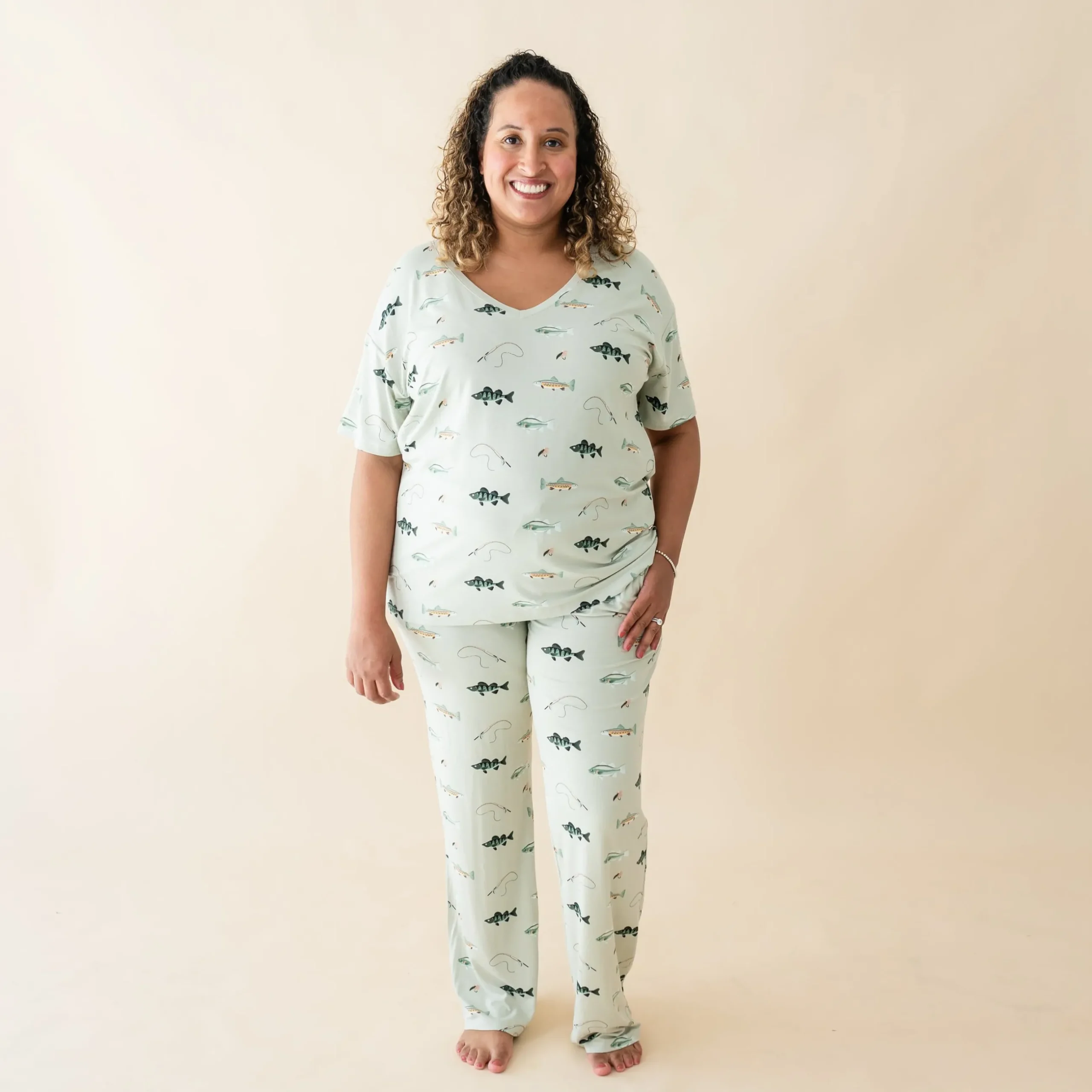 Clearance Kyte Baby Women's Relaxed Fit V-Neck in Fishing
