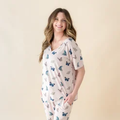 Sale Kyte Baby Women's Relaxed Fit V-Neck in Blush Butterfly