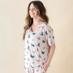 Sale Kyte Baby Women's Relaxed Fit V-Neck in Blush Butterfly