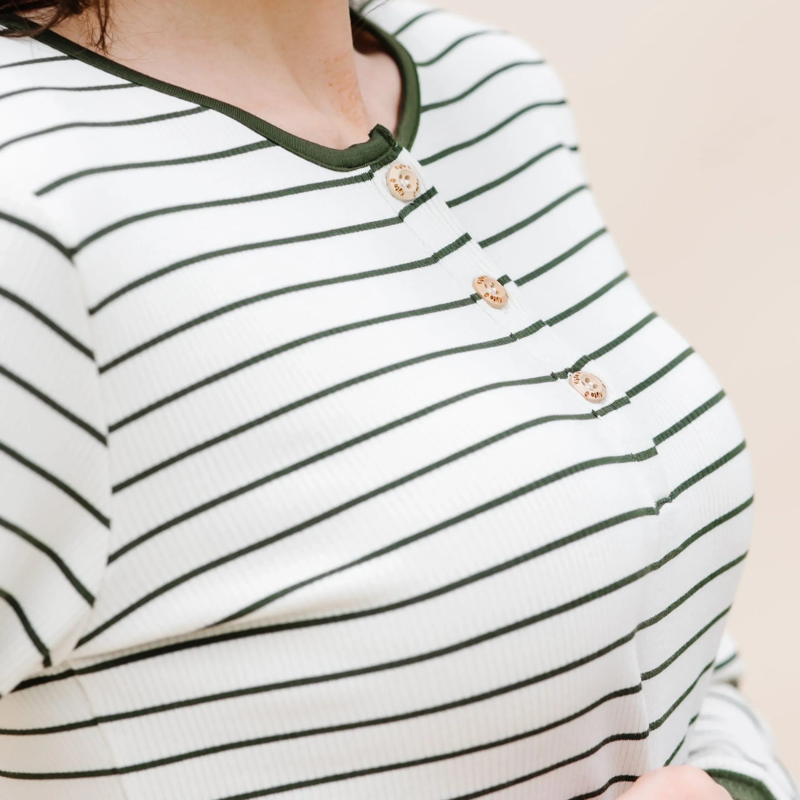 Sale Kyte Baby Women’s Ribbed Henley Set in Fir Stripe