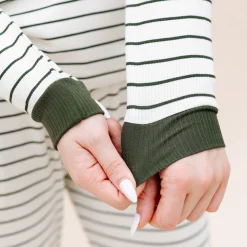 Sale Kyte Baby Women’s Ribbed Henley Set in Fir Stripe