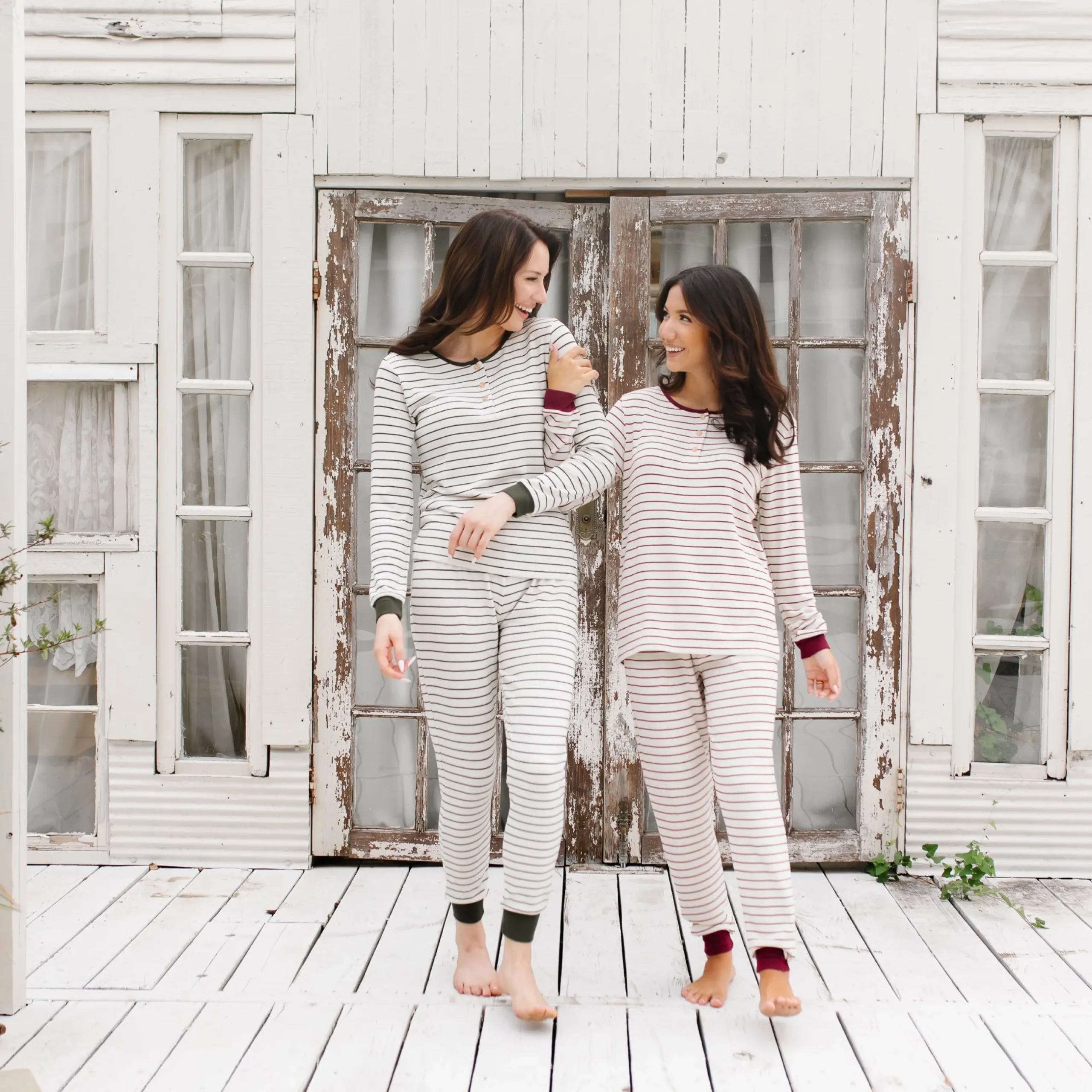 Sale Kyte Baby Women’s Ribbed Henley Set in Fir Stripe