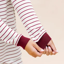 Outlet Kyte Baby Women’s Ribbed Henley Set in Burgundy Stripe