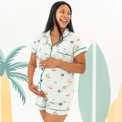 Discount Kyte Baby Women's Short Sleeve Pajama Set in Dew Surf