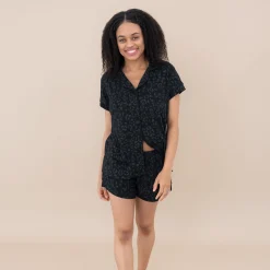 Hot Kyte Baby Women’s Short Sleeve Pajama Set in Midnight Leopard