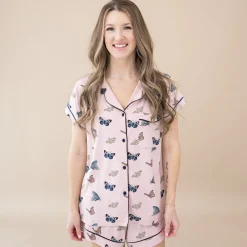 Sale Kyte Baby Women’s Short Sleeve Pajama Set in Blush Butterfly