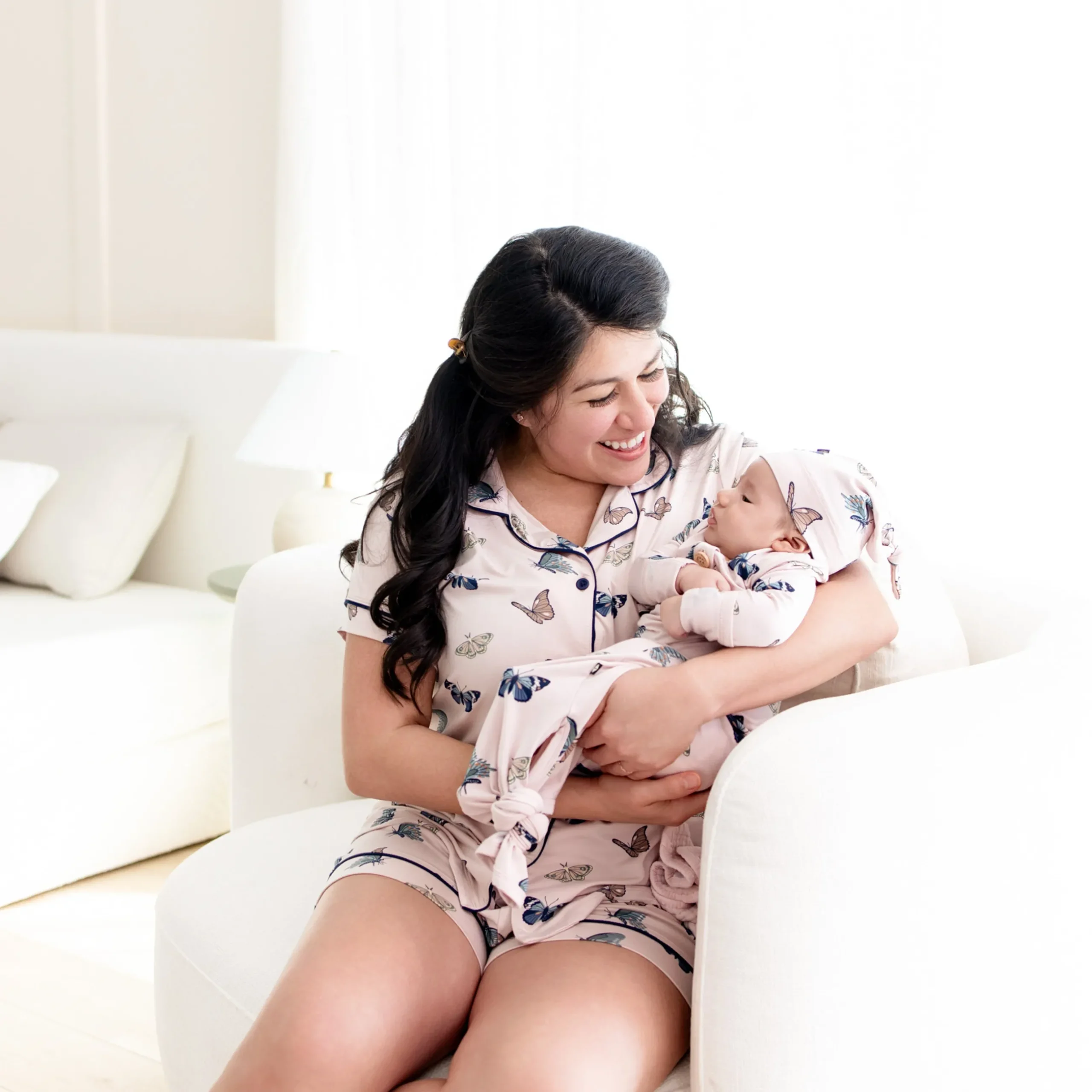 Sale Kyte Baby Women’s Short Sleeve Pajama Set in Blush Butterfly