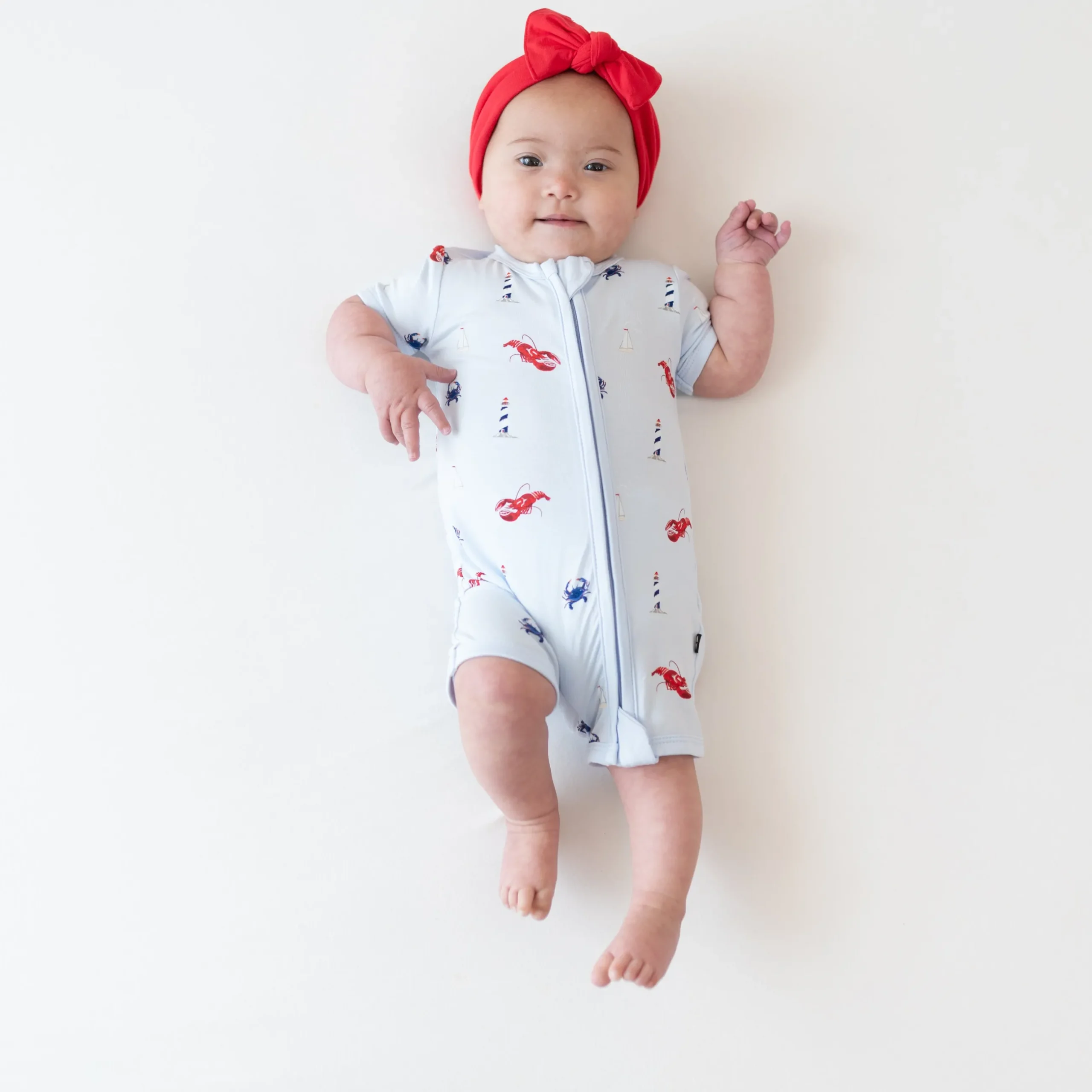 Outlet Kyte Baby Zipper Shortall Romper in Harbor