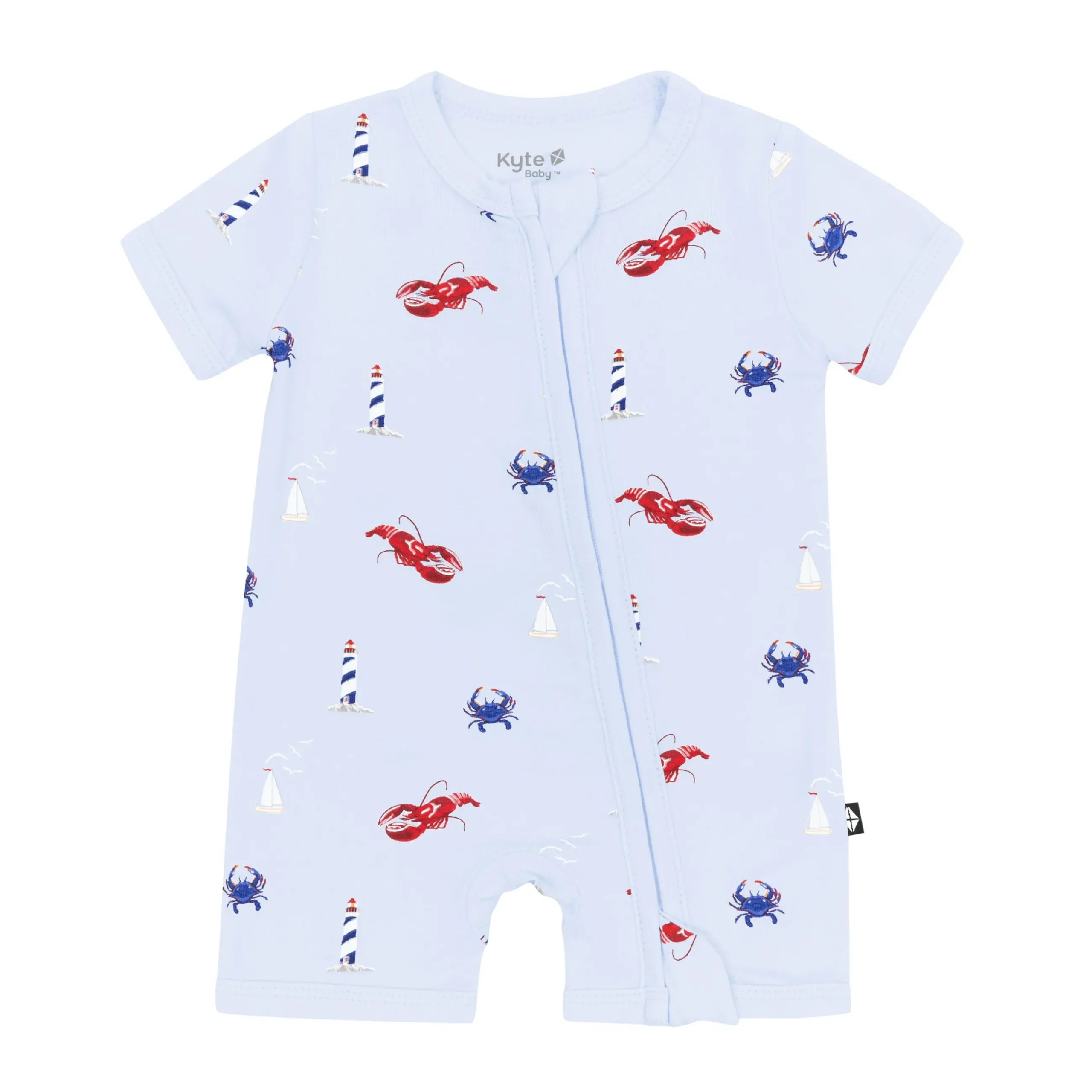 Outlet Kyte Baby Zipper Shortall Romper in Harbor