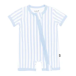 Discount Kyte Baby Zipper Shortall Romper in Small Mist Stripe