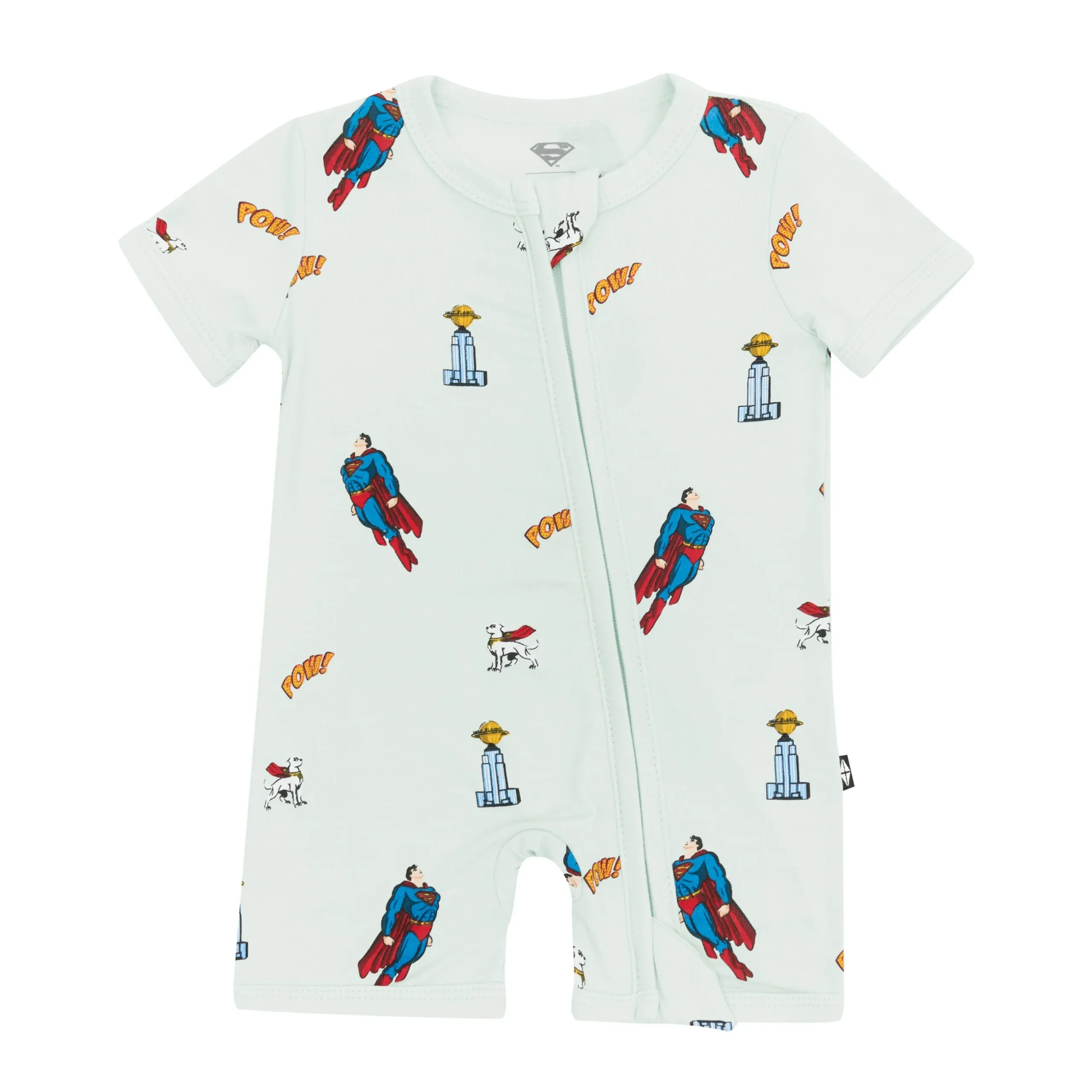 Outlet Kyte Baby Zipper Shortall Romper in Superman™