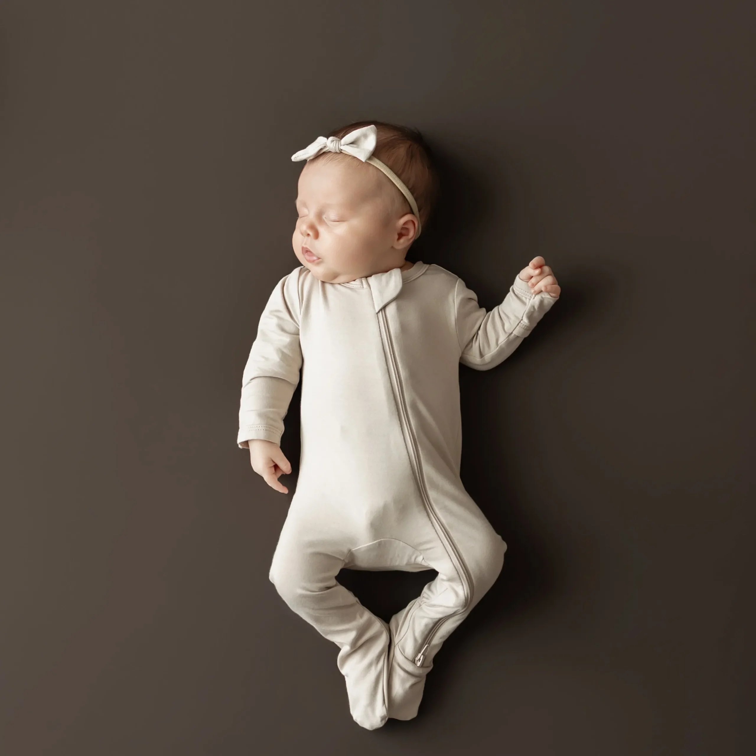 New Kyte Baby Zippered Footie in Bisque