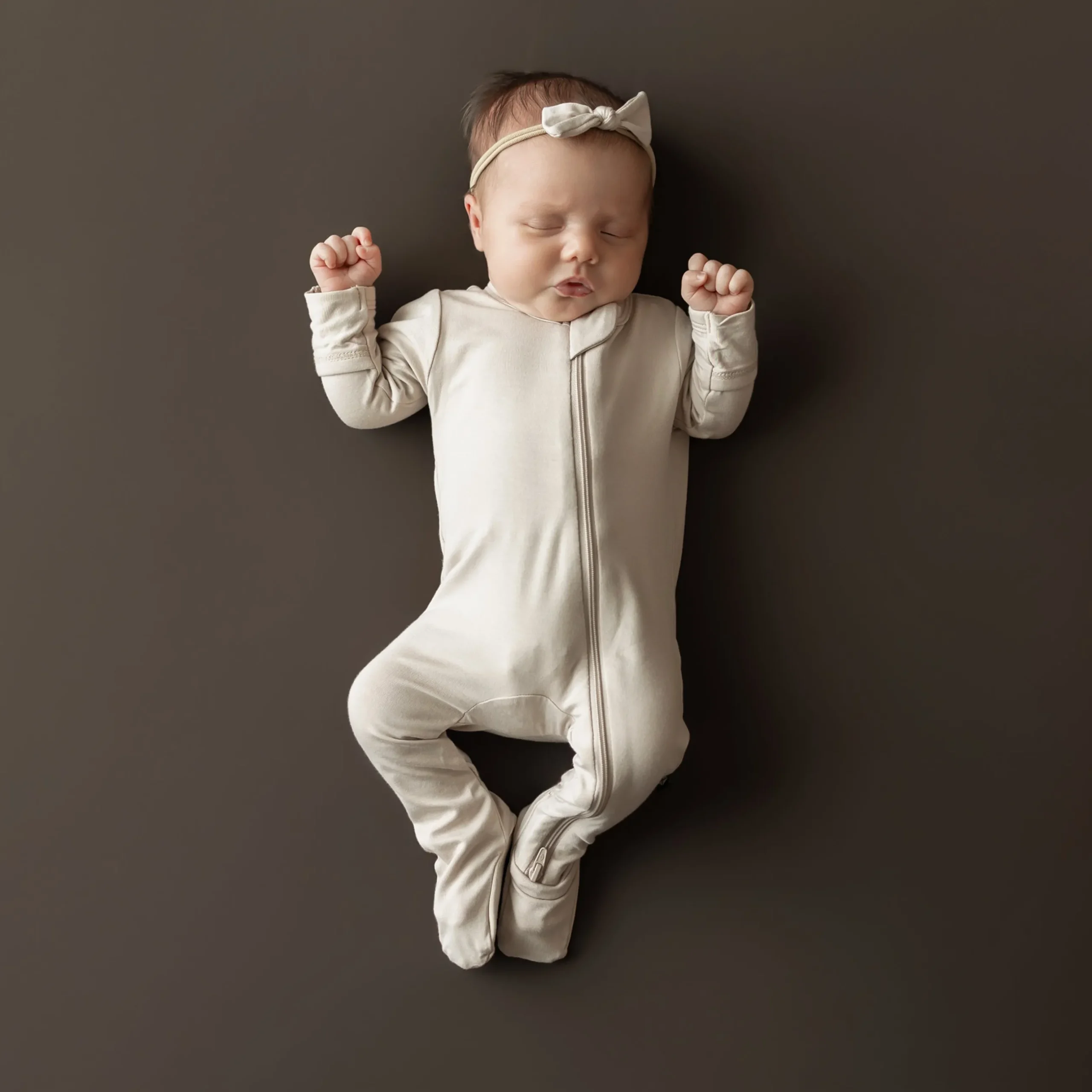 New Kyte Baby Zippered Footie in Bisque