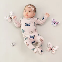 Sale Kyte Baby Zippered Footie in Blush Butterfly