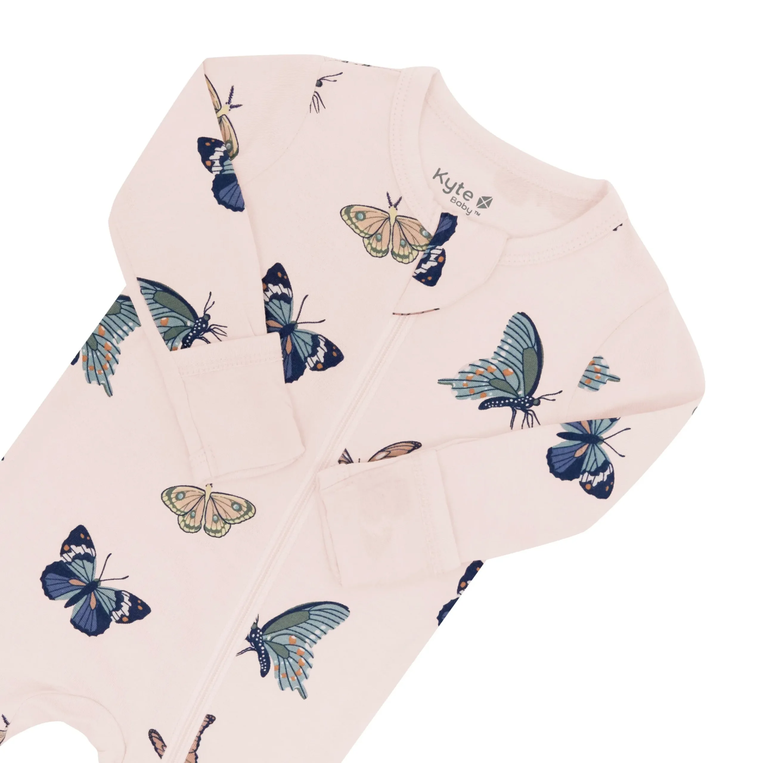 Sale Kyte Baby Zippered Footie in Blush Butterfly