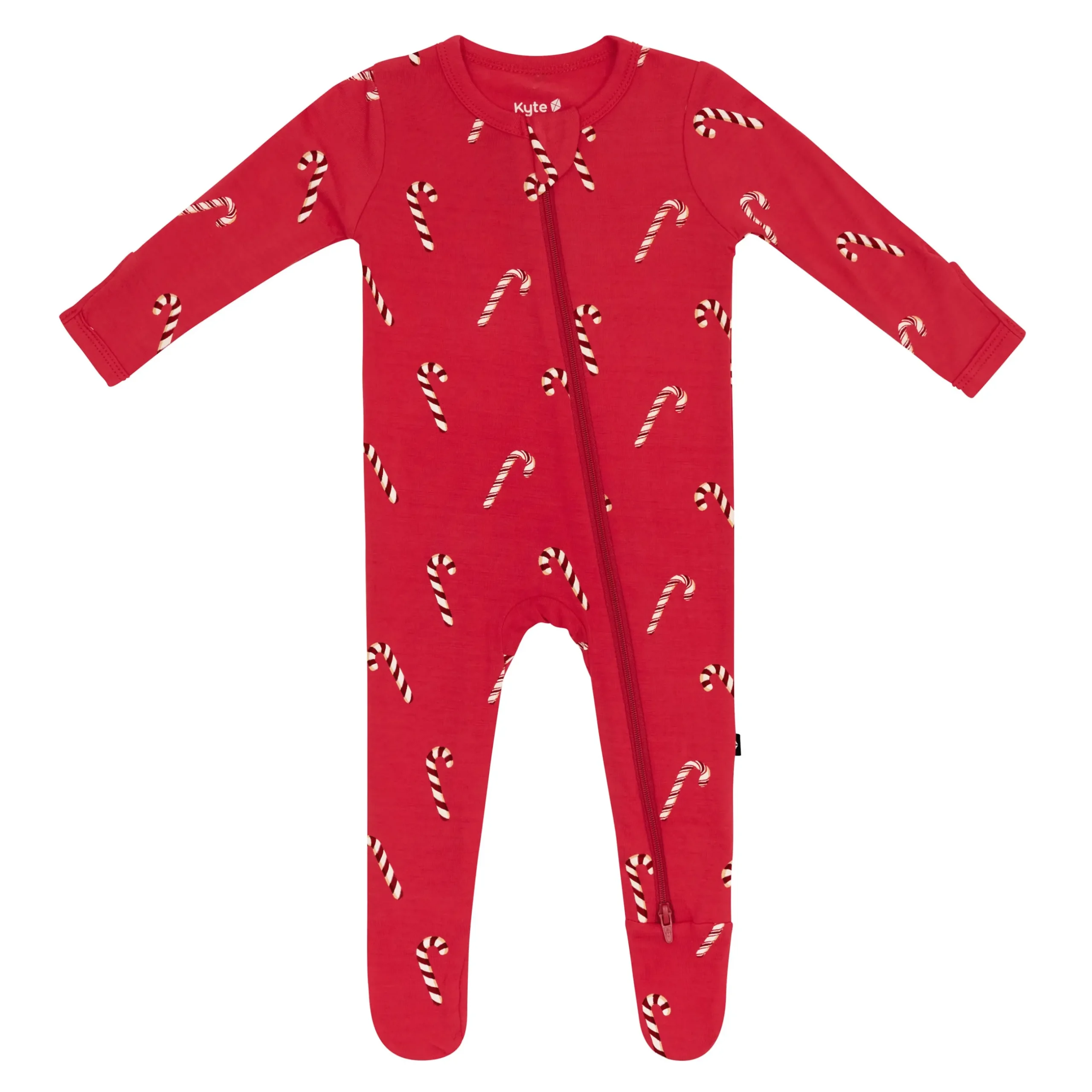 New Kyte Baby Zippered Footie in Candy Cane