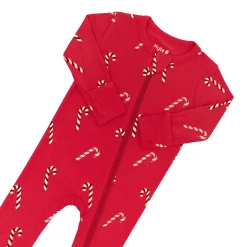 New Kyte Baby Zippered Footie in Candy Cane