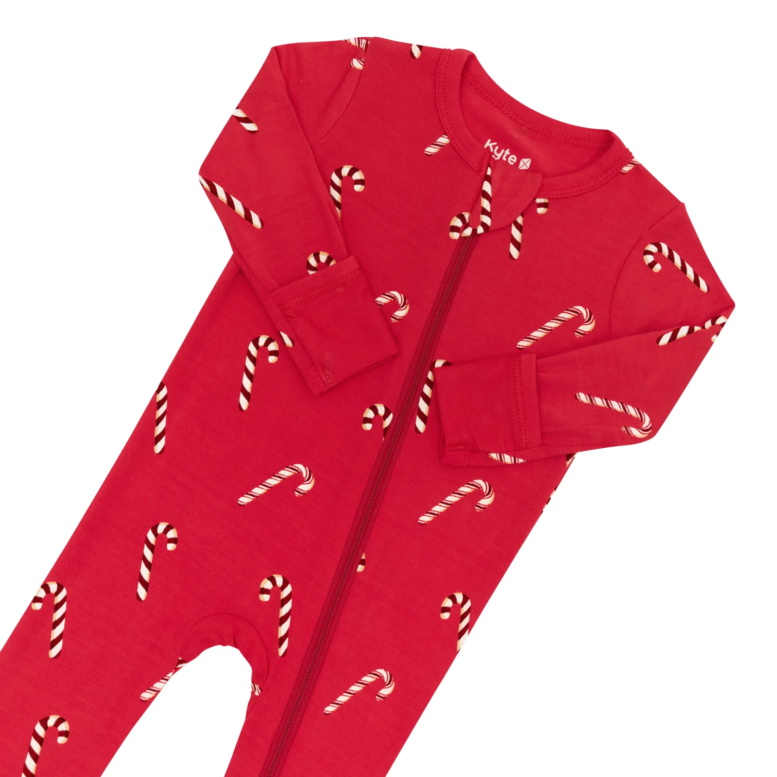 New Kyte Baby Zippered Footie in Candy Cane