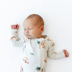 Hot Kyte Baby Zippered Footie in Dew Surf