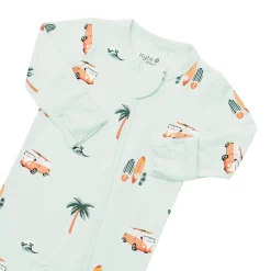 Hot Kyte Baby Zippered Footie in Dew Surf