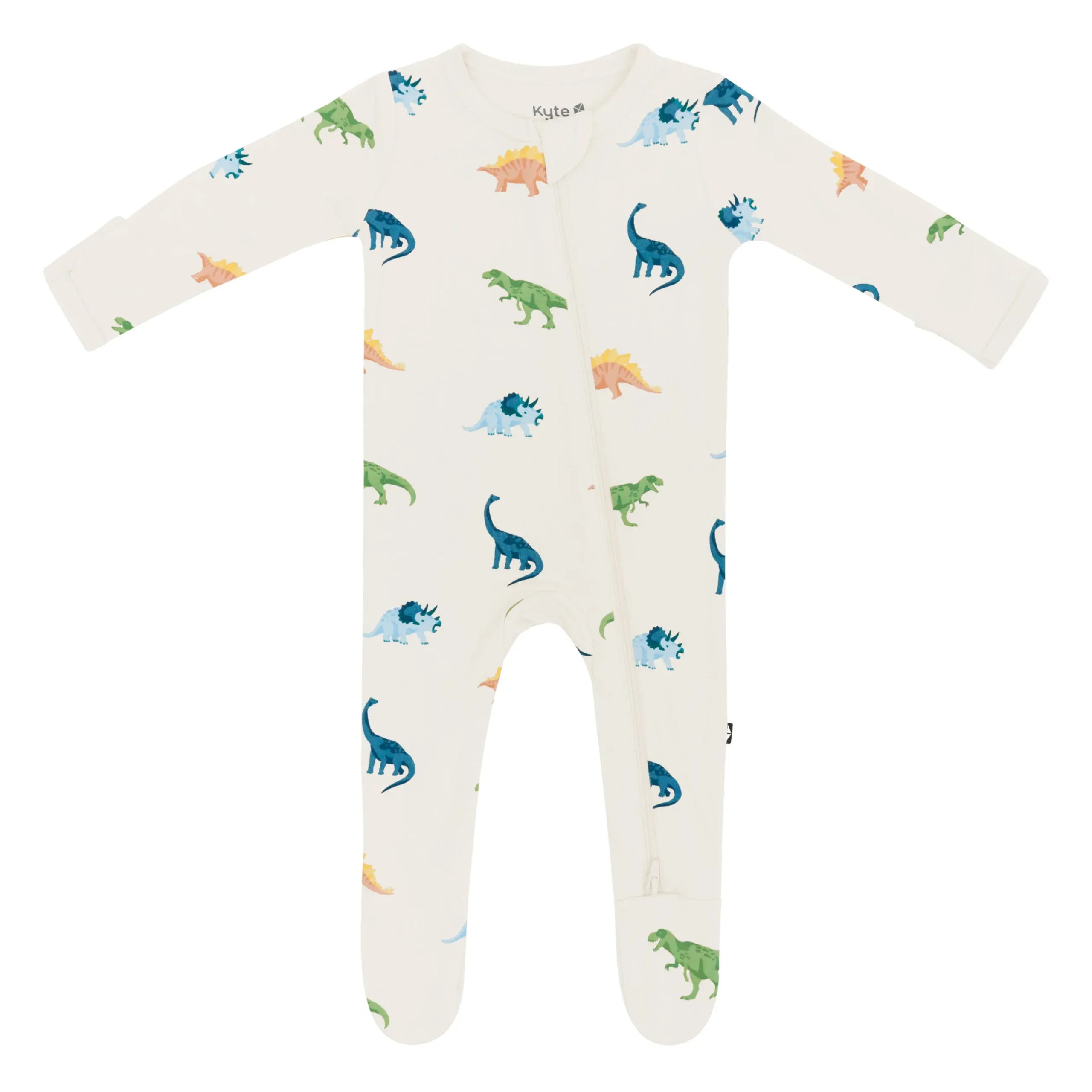Hot Kyte Baby Zippered Footie in Ecru Roar