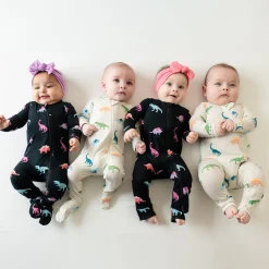 Hot Kyte Baby Zippered Footie in Ecru Roar