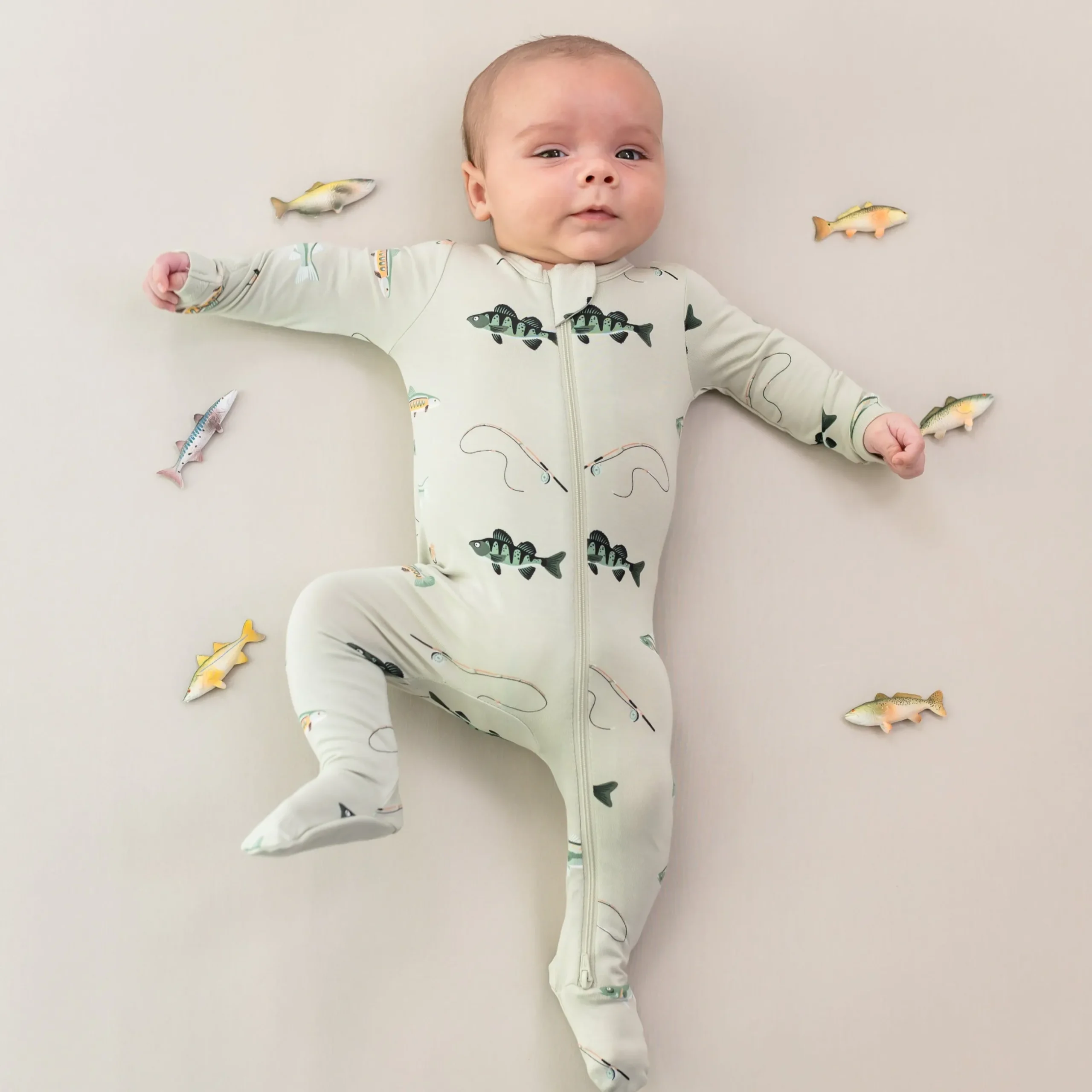 Kyte Baby Zippered Footie in Fishing