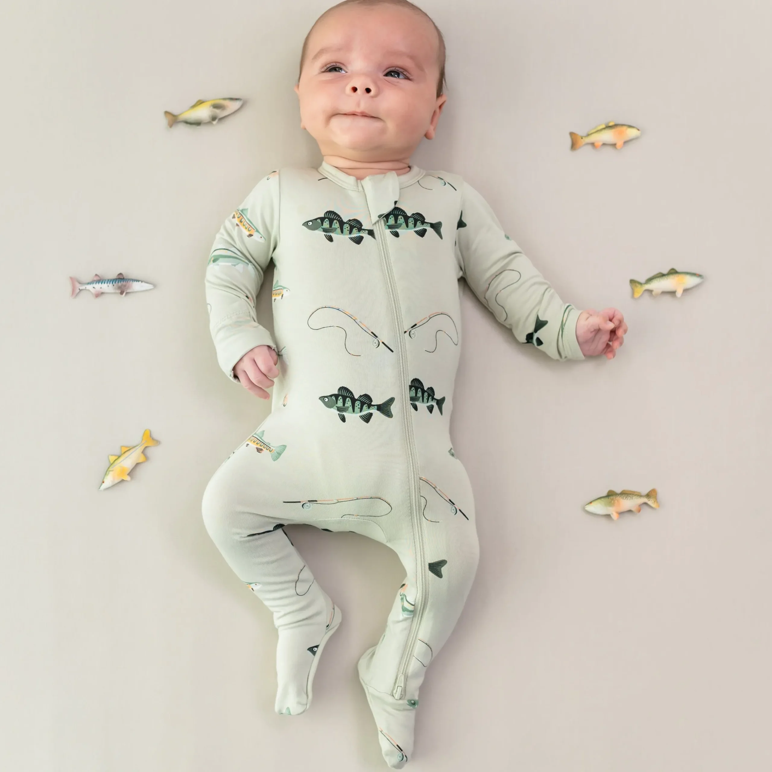 Kyte Baby Zippered Footie in Fishing