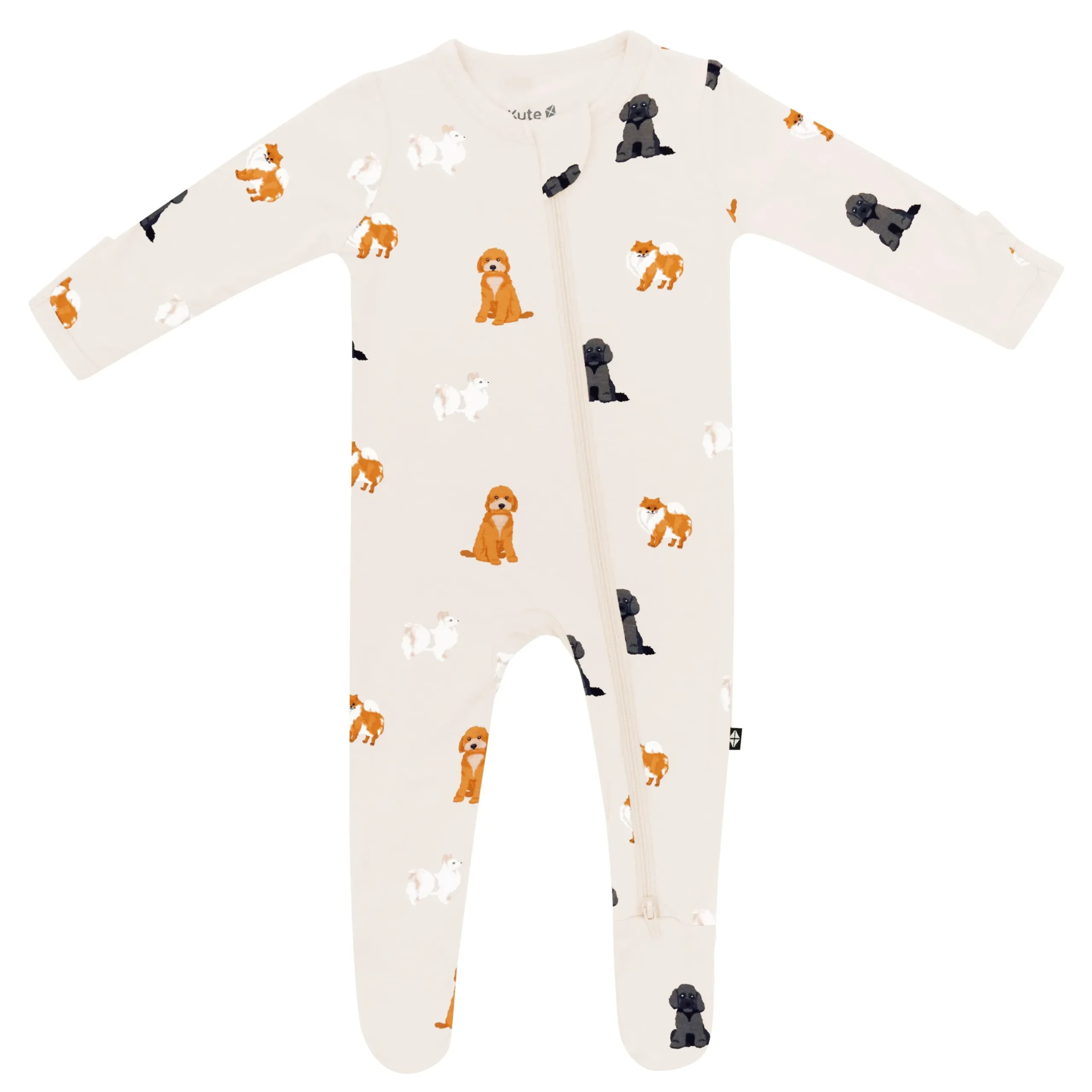 New Kyte Baby Zippered Footie in Fluffy Dog