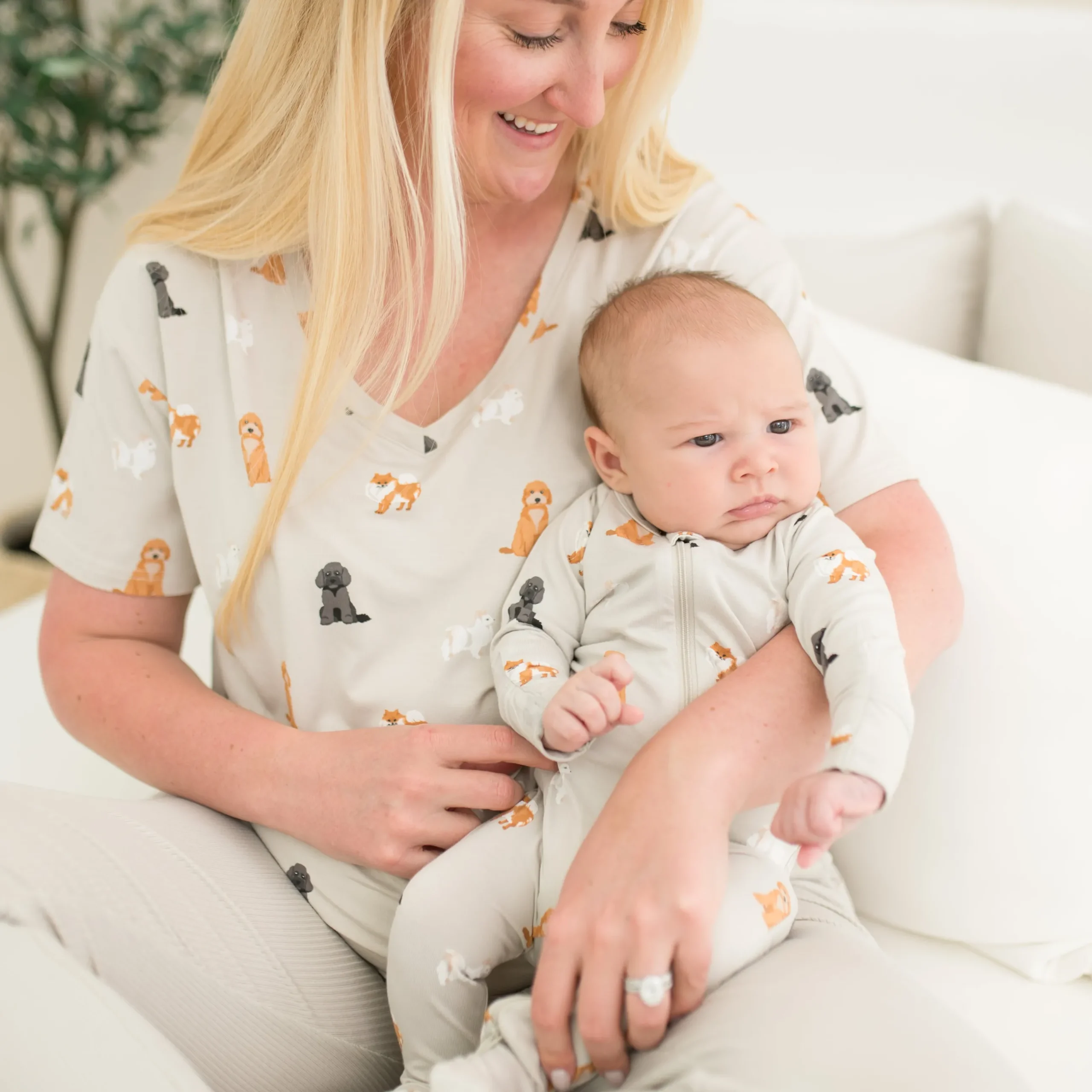 New Kyte Baby Zippered Footie in Fluffy Dog