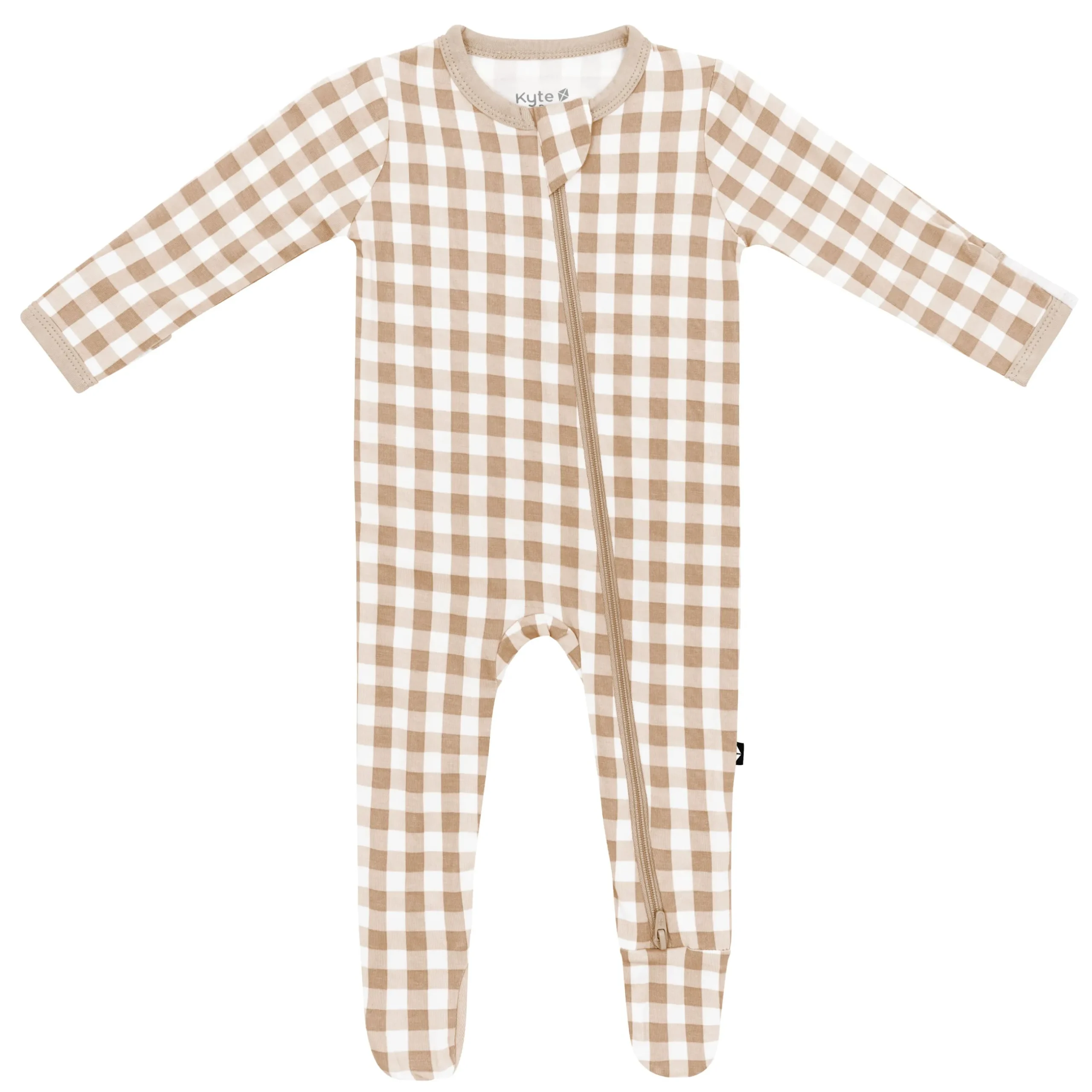 Best Kyte Baby Zippered Footie in Gingham Bisque