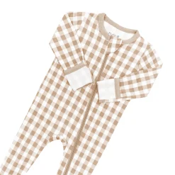 Best Kyte Baby Zippered Footie in Gingham Bisque