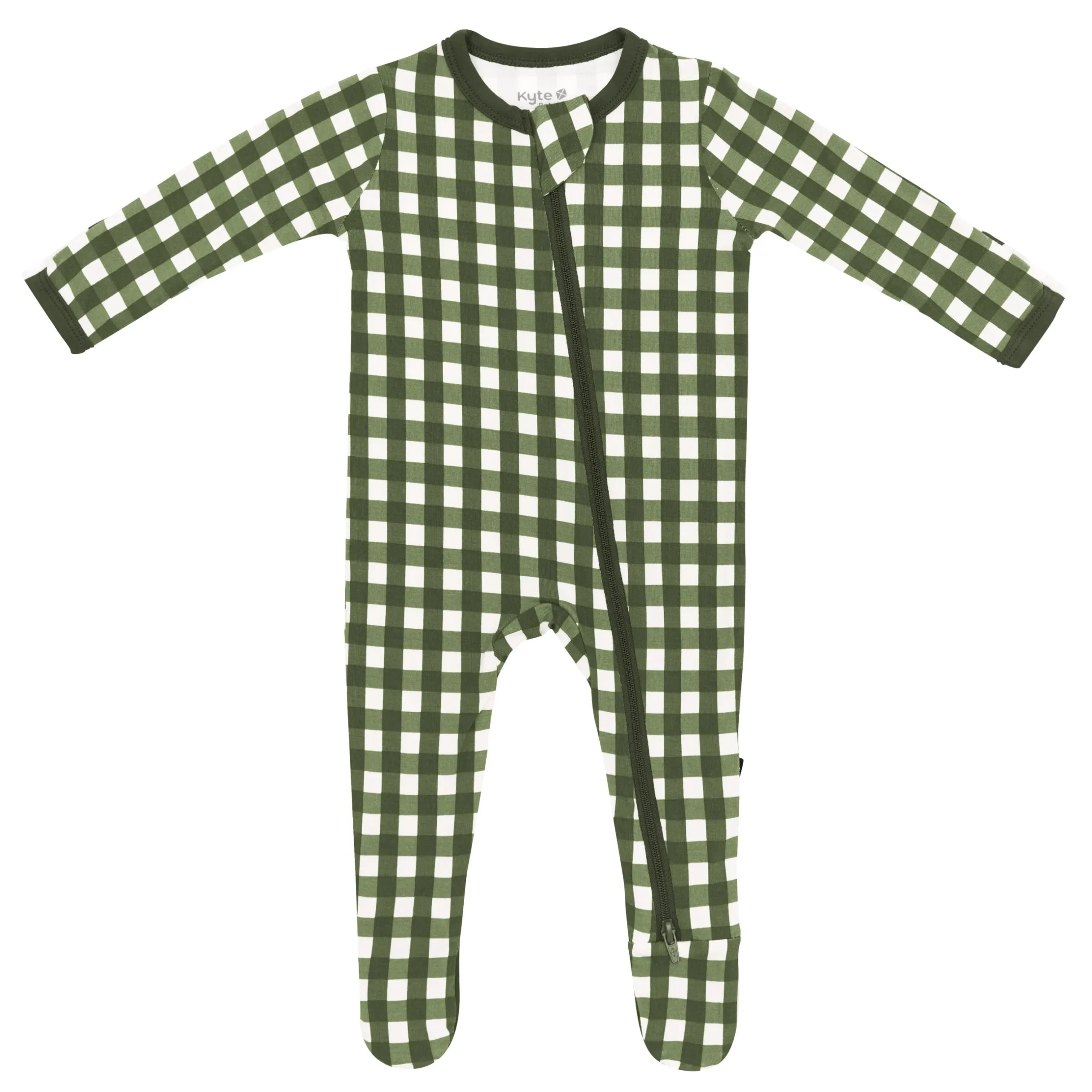 Best Kyte Baby Zippered Footie in Gingham Fir