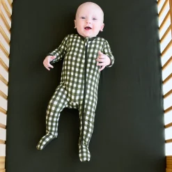 Best Kyte Baby Zippered Footie in Gingham Fir