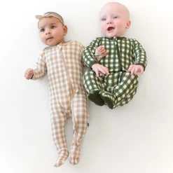 Best Kyte Baby Zippered Footie in Gingham Fir