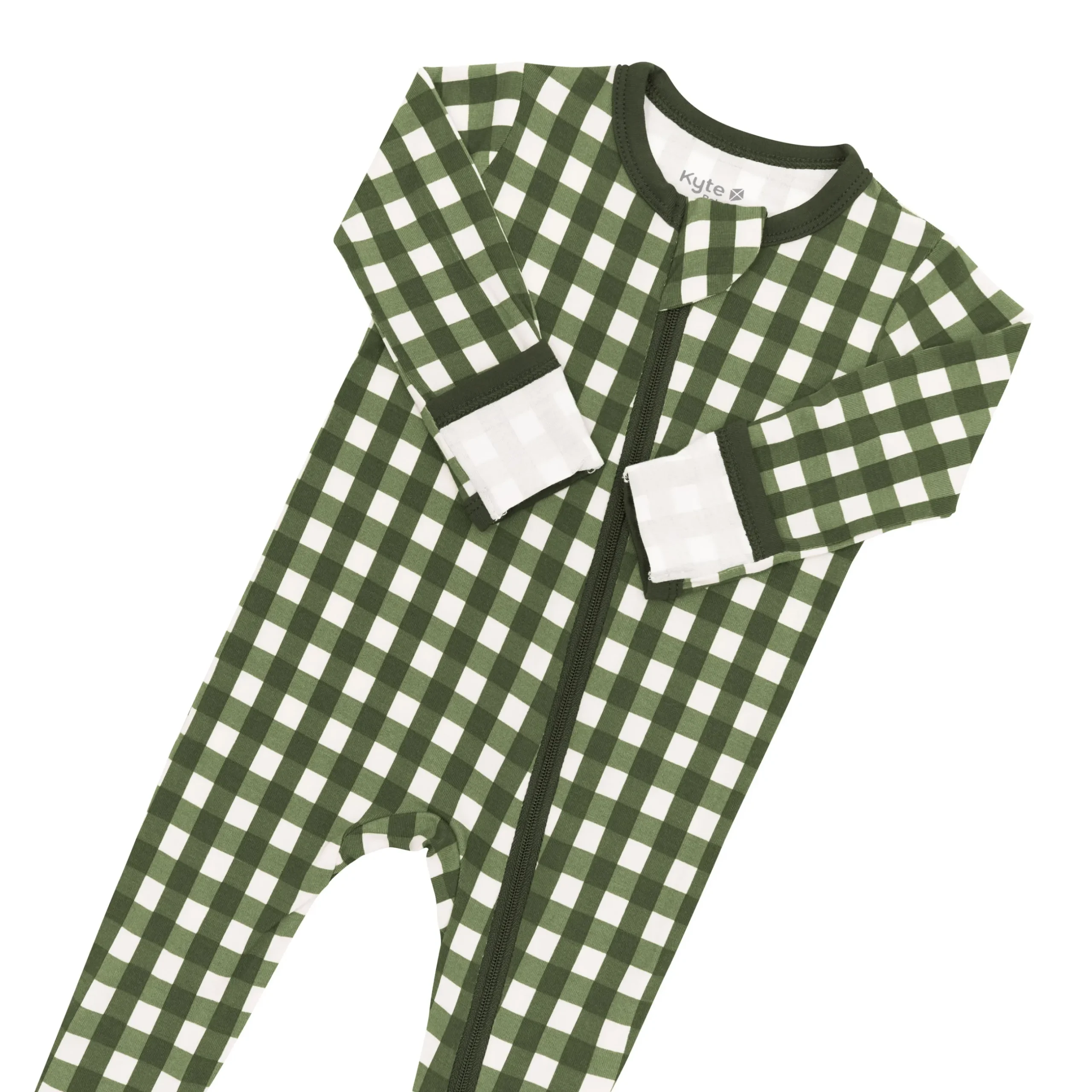 Best Kyte Baby Zippered Footie in Gingham Fir