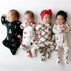 New Kyte Baby Zippered Footie in Holiday Bow
