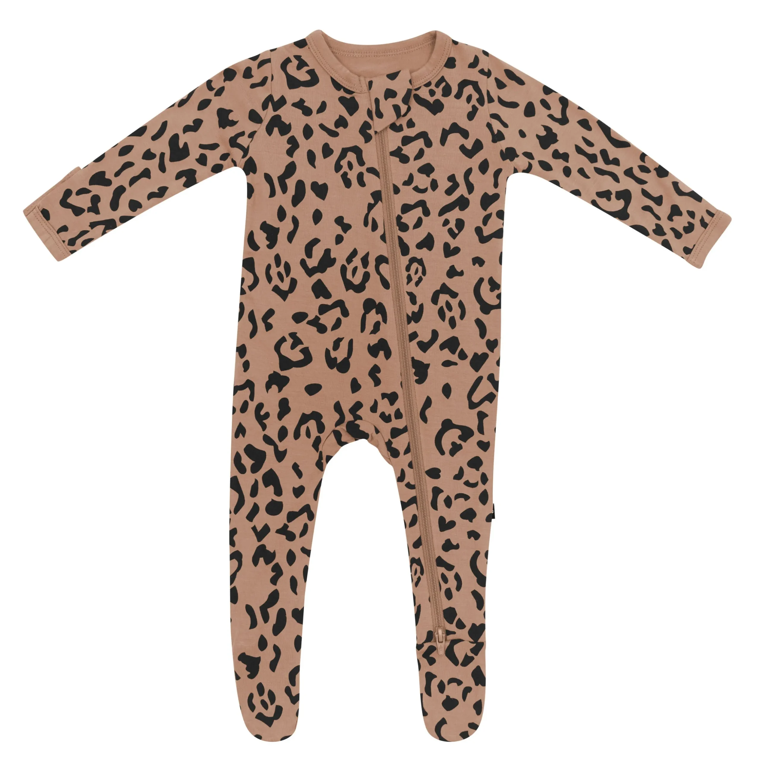 Kyte Baby Zippered Footie in Latte Leopard