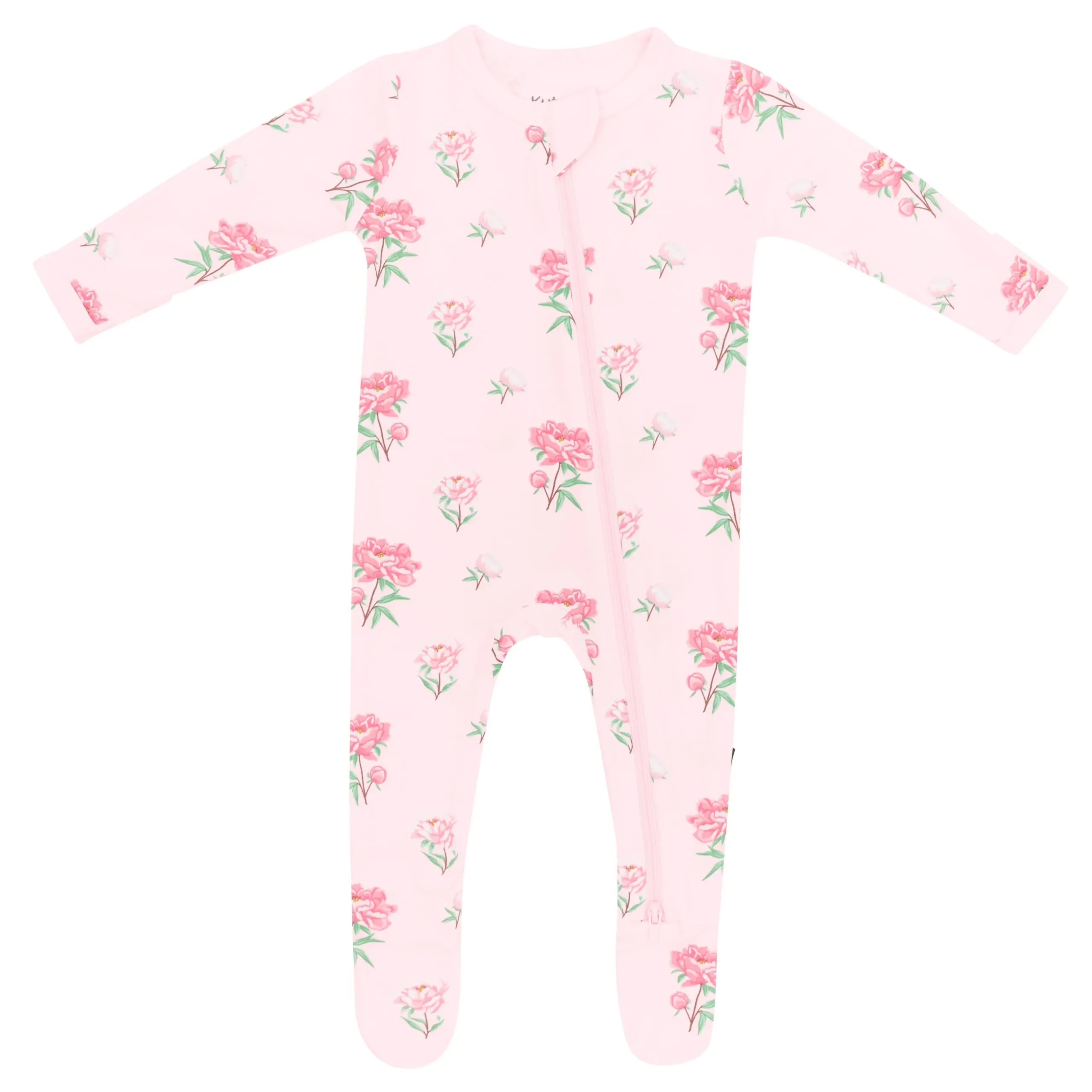 Hot Kyte Baby Zippered Footie in Sakura Peony