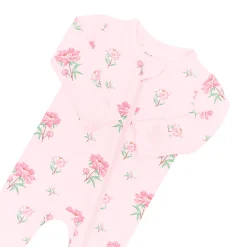 Hot Kyte Baby Zippered Footie in Sakura Peony